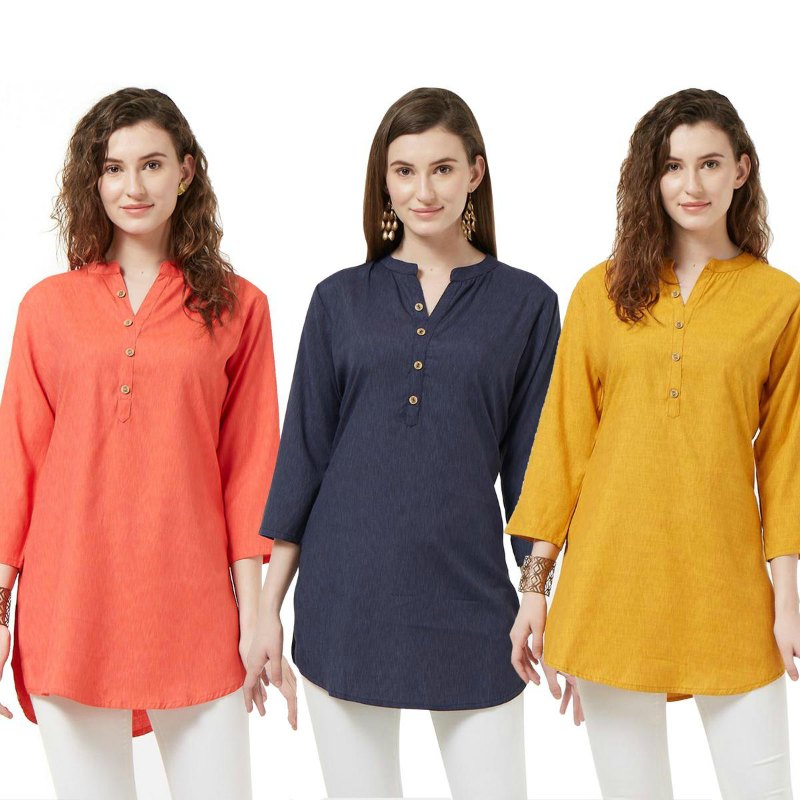 Cotton Wear Short Kurti Pack Of 3