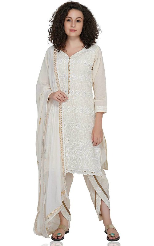 Sequinned Straight Kurti with Dhoti Pants & Dupatta
