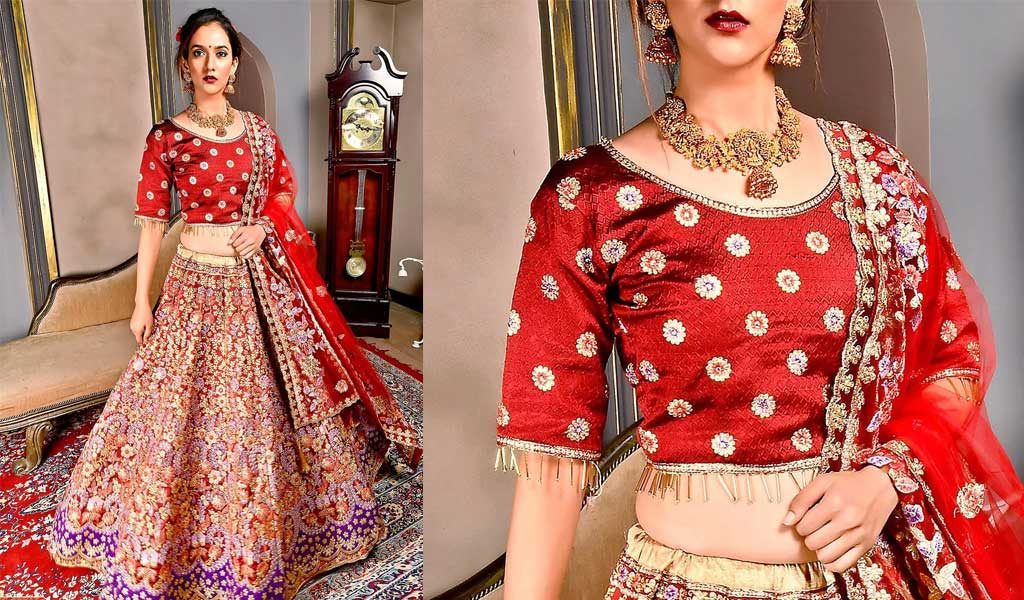Lehenga Embellished with Stone, Silk and Zardozi