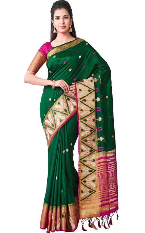 Embroidered Kanjivaram Tussar Silk Saree