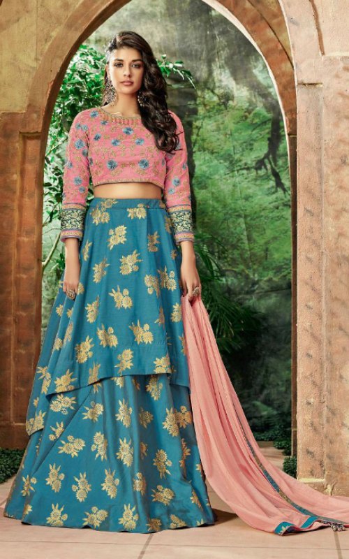 Floral Foil Print Lehenga Choli