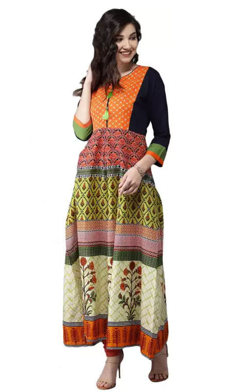 Floral Print Flared Kurta