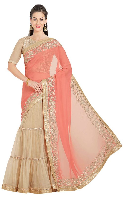Lehenga Saree in a Tiered Ruffle Style