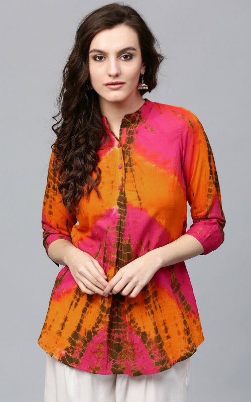 Pink & Orange Dyed Kurti