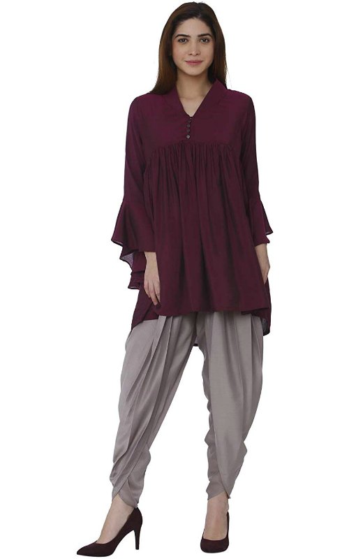 Bell Sleeved Kurti with Muslin Dhoti