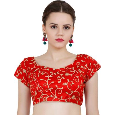 Sweetheart Neck Blouse in a Festive Red Colour