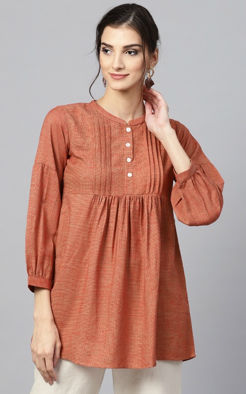 Rust Brown A-Line Kurti