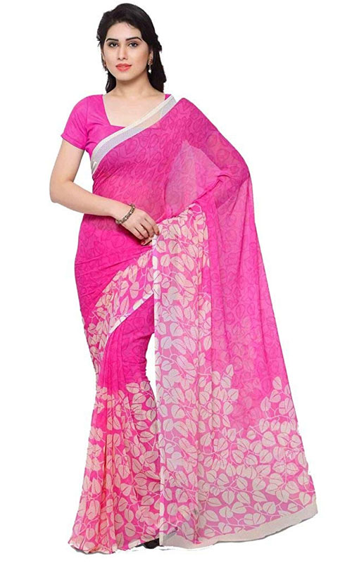 Pink Chiffon Saree
