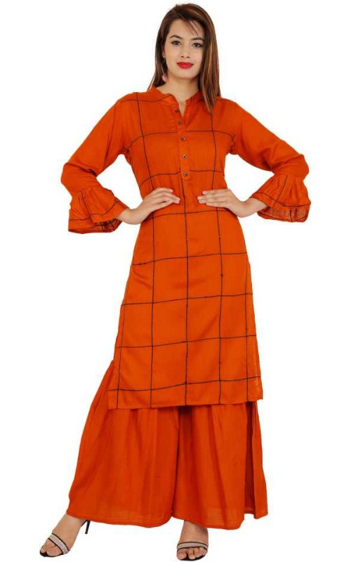 Kurta & Sharara Set with Mandarin Collar