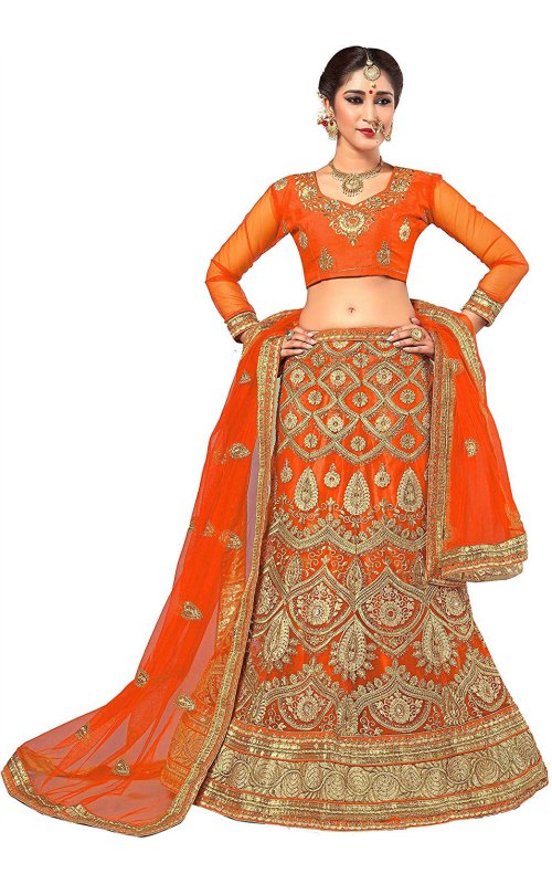 Women's Net Embroidered Lehenga Choli