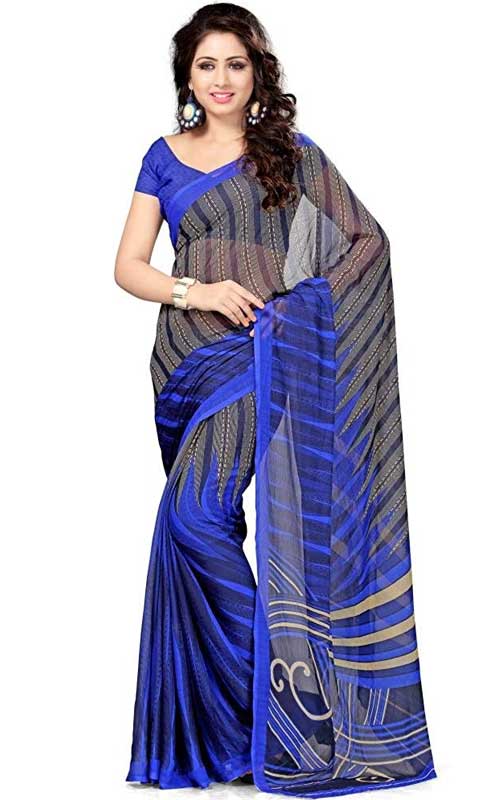 Blue Chiffon Saree