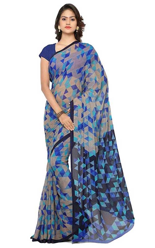 Blue Printed Saree