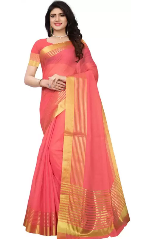 Cotton Blend Poly Silk Saree