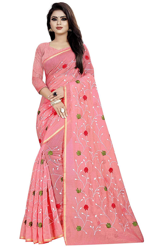 Cotton Silk Embroidery Saree