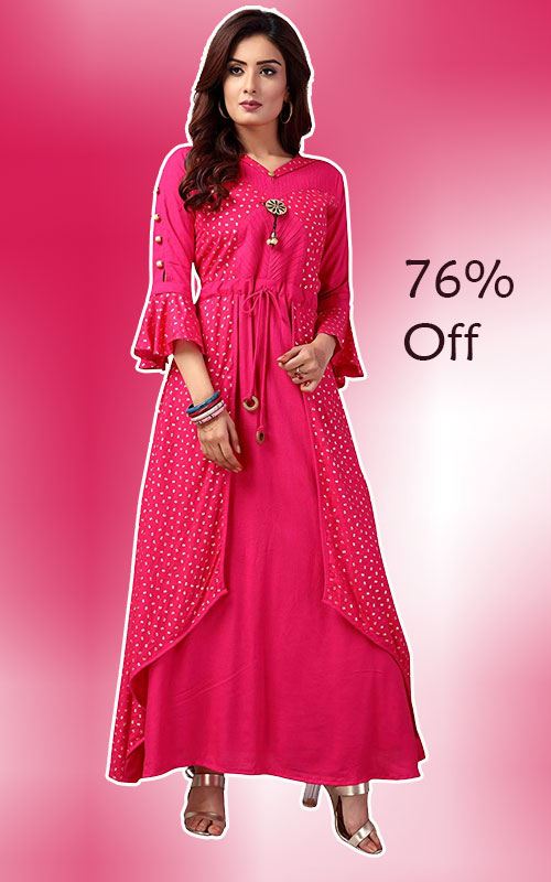 Gown Style Long Kurti in Pink