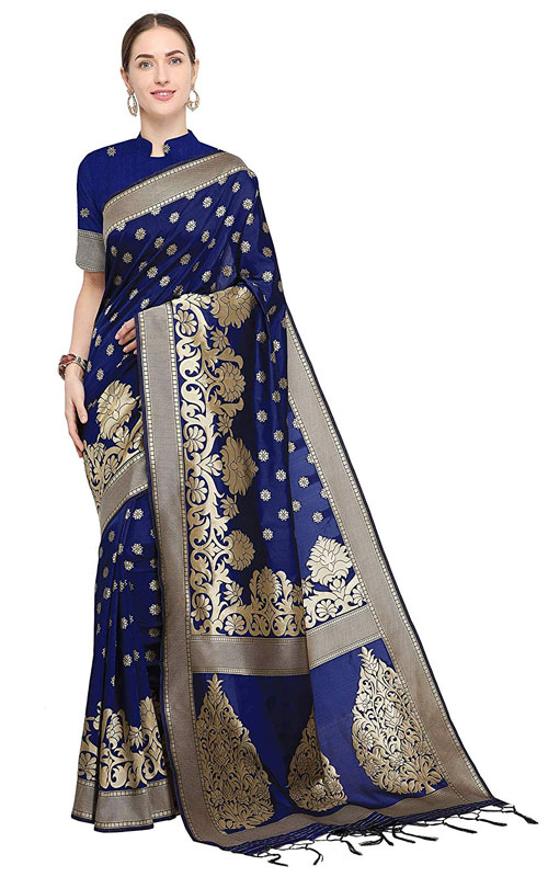 Navy Blue Colour Silk Saree