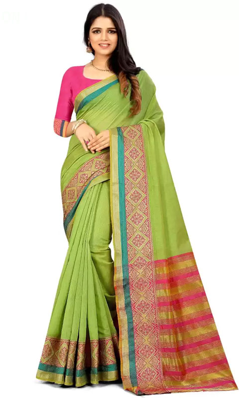 cotton saree green colour