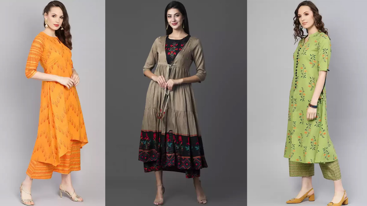 Buy Bhawana Textiles Women's Cotton Printed Gown and Anarkali  Kurta(XL.Orange (XL, Orange) at Amazon.in