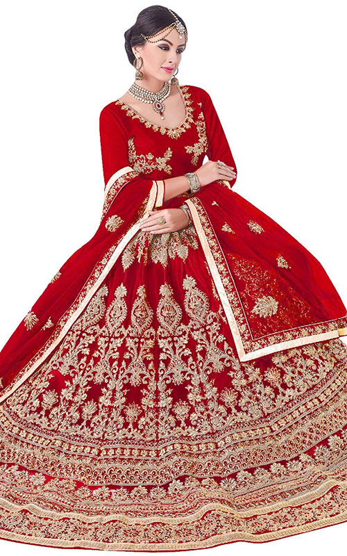 Net & Dupion Karwa Chauth Lehenga-Choli