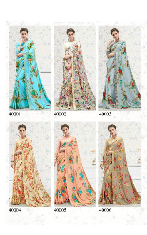 Floral Print Saree Catalog 