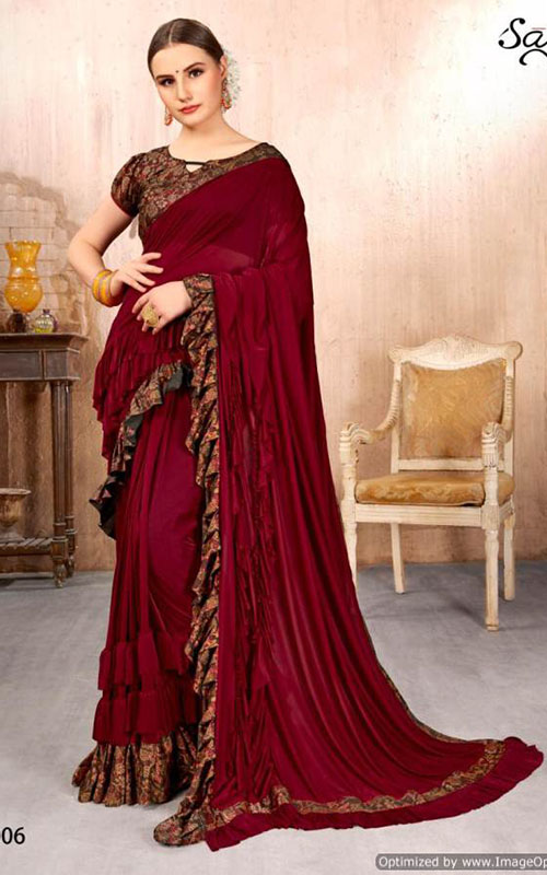 Party Wear Ruffle Saree