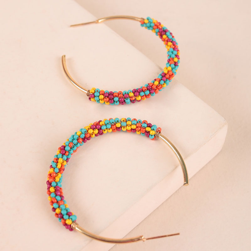  Beaded Bonding Hoop Earring