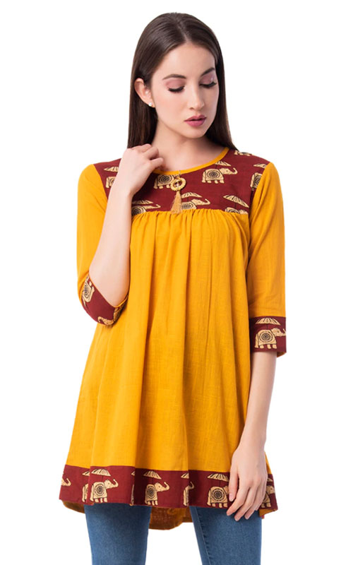 Contrast Yoke A-Line Kurti