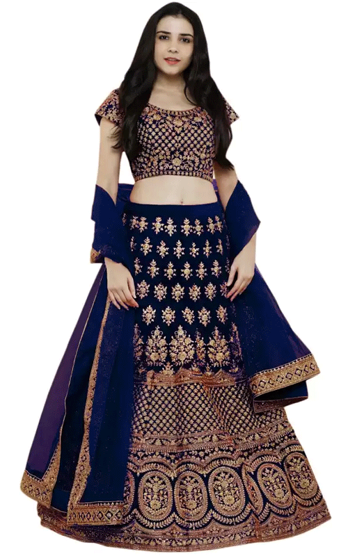 Embroidered Semi Stitched Lehenga