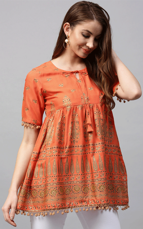 Short Orange Kurti