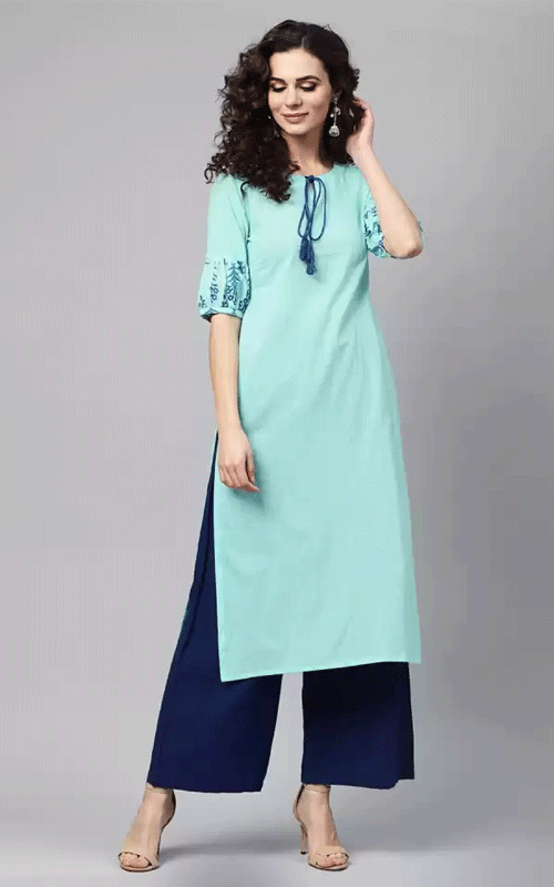 Blue Kurti with Lovely Sleeves