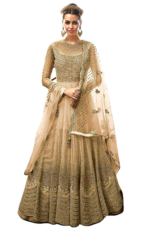 Net with Embroidery Work Anarkali Gown