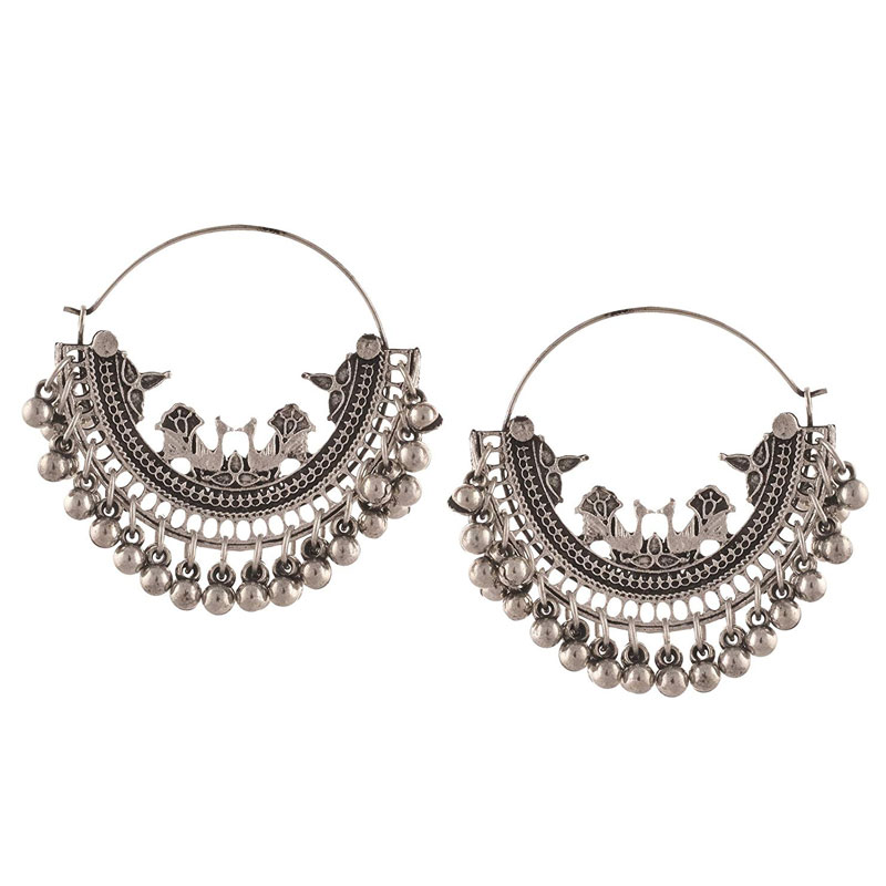 Oxidised Silver Hoop Earrings