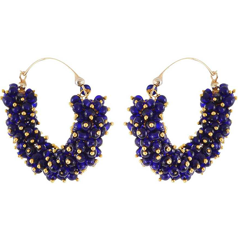 Royal Blue Pearl Earring 
