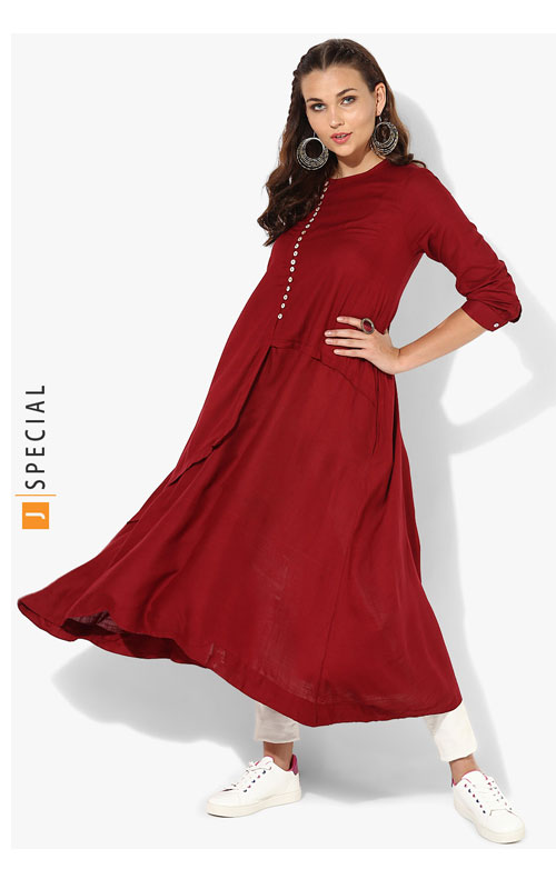 Long Anarkali Kurti with 3/4th Sleeves