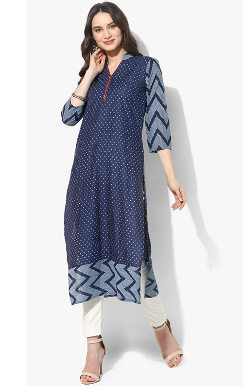  Long Navy Blue Straight Kurta 