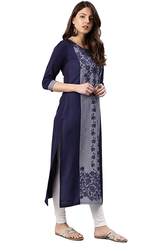  Blue A-Line Long Kurti