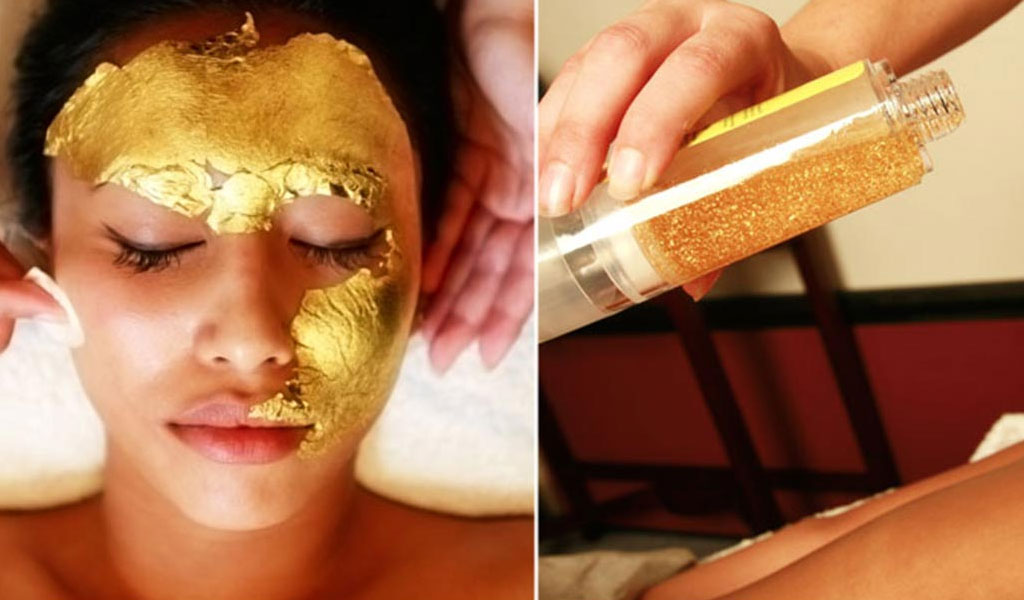 apply gold facial on face