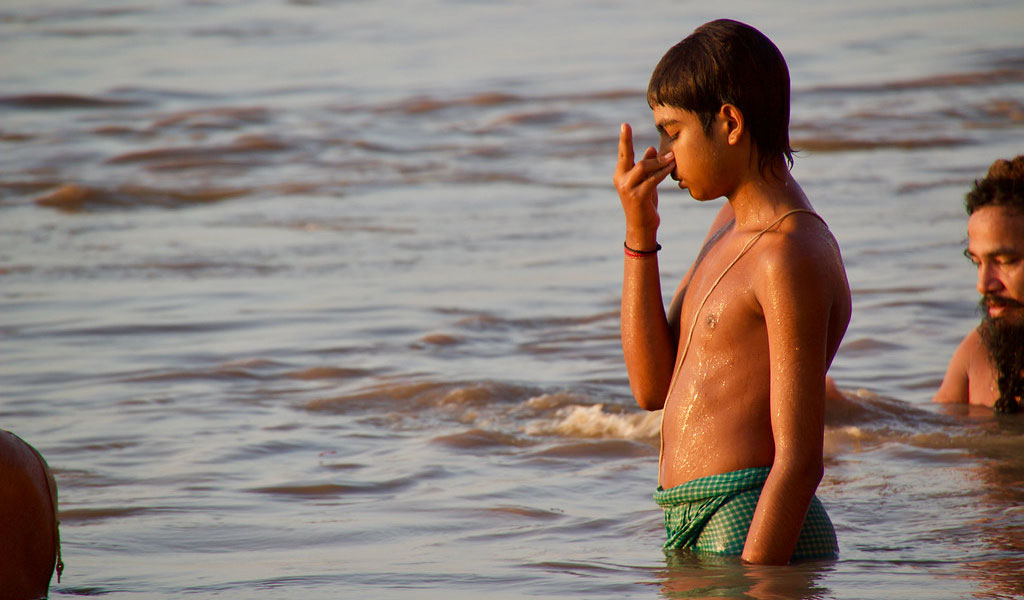   Pranayama in Ganga river