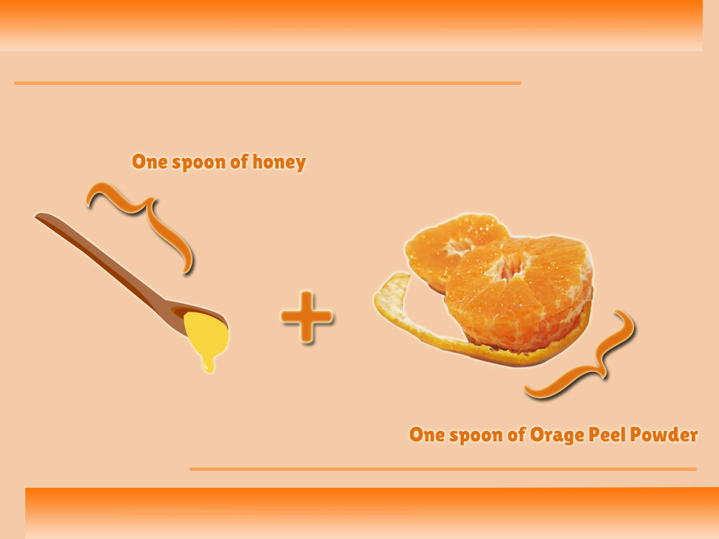 One spoon of honey and one spoon of powdered orange peel