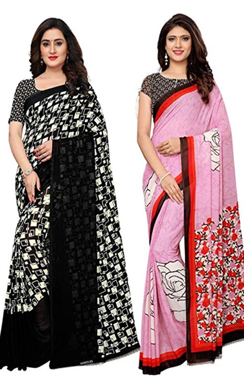 Black and Pink Saree Combo