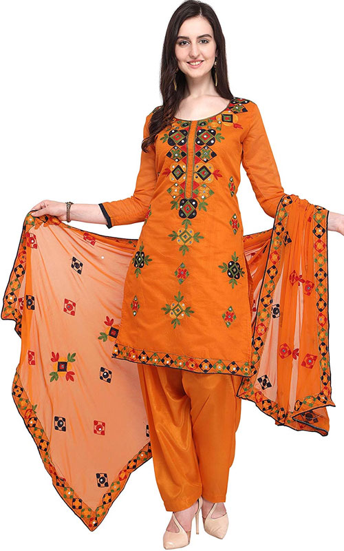 Rajasthani Mirror Work Chanderi Suit
