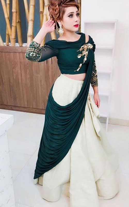 Green Silk Designer Lehenga