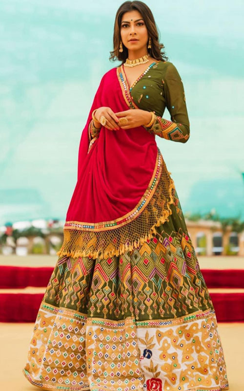 Mehandi Color Silk Lehenga