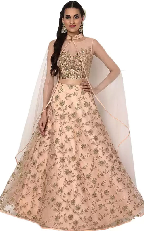 Pre-Stiched Lehenga in Rose Gold