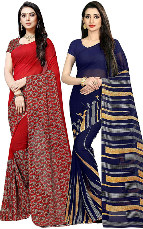 Blue and Red Saree