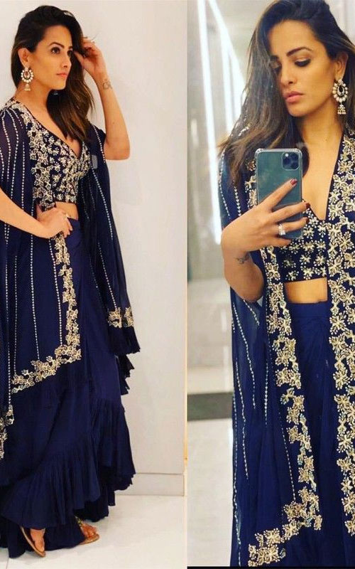 Ink Blue Shrug Lehenga