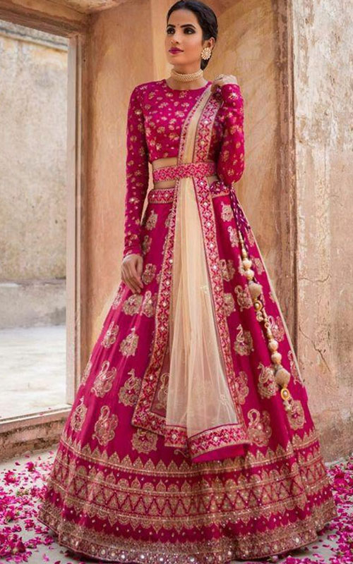 Pink Silk Designer Lehenga