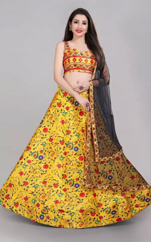 Bold Floral Print Lehenga 