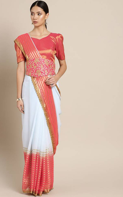 White And Red Saree