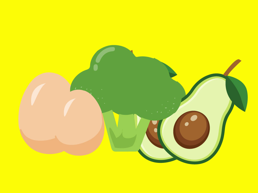 eggs, broccoli and avocado